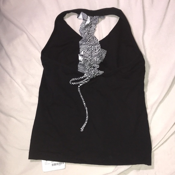 Bluefish Sport Black Halter Top With Zebra Print Details - Picture 5 of 6